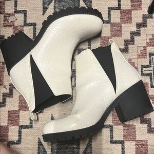 Dirty Laundry Croc-Embossed White Ankle Boots